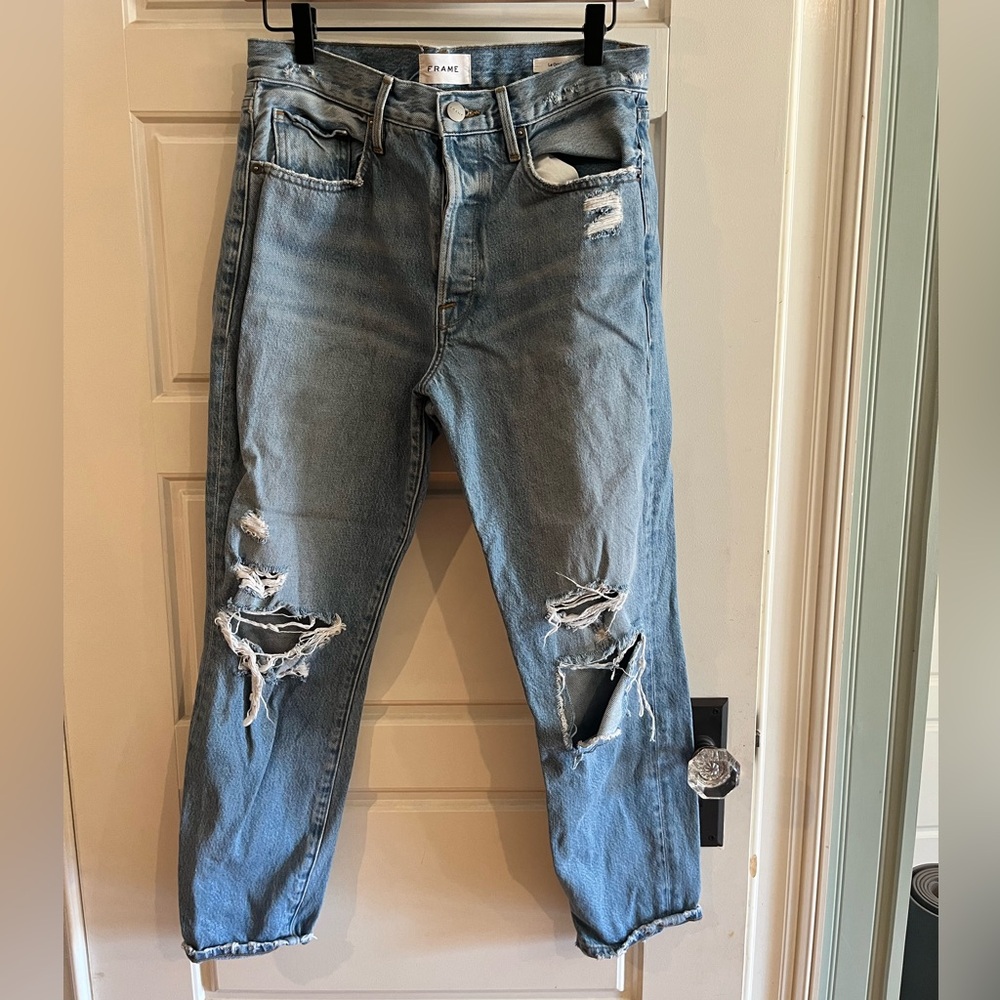 FRAME Distressed Blue Jeans